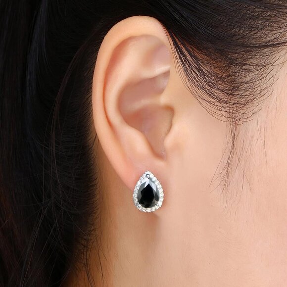 Women's Teardrop Mall Dainty Birthstone Cubic Zirconia Black Elegant Earring - Picture 3 of 6